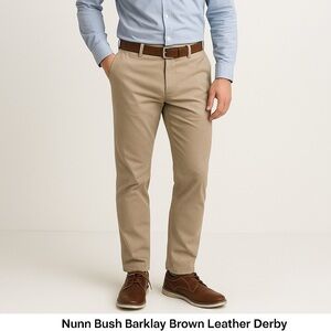 Nunn Bush Barklay Men’s Brown Leather Plain Toe Oxford Casual 8.5M Preppy Dress